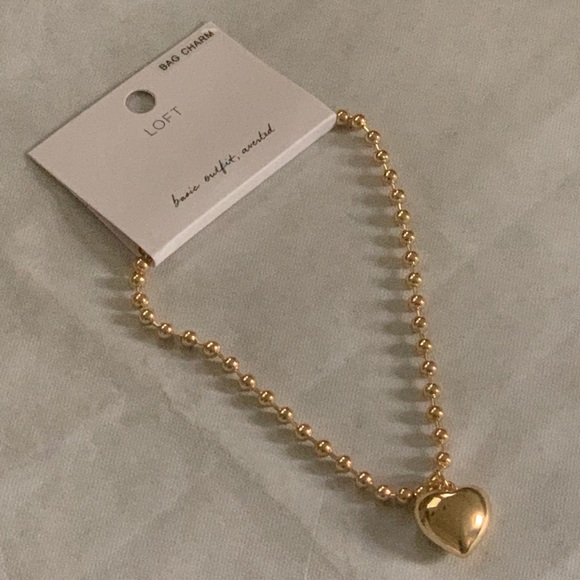 LOFT Accessories - LOFT Gold Puffy Heart Bag Charm Key Chain NWT
